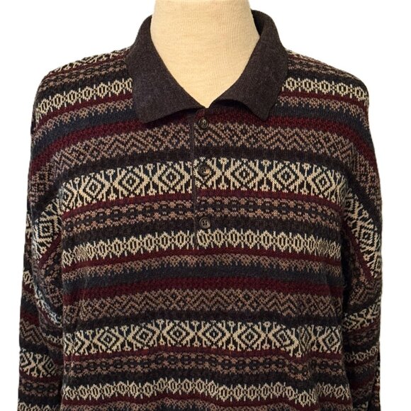 Cambridge Classics Sweater Mens Grandpa Knit Large Long Sleeve Fair Isle Y2K Vnt - Picture 2 of 8